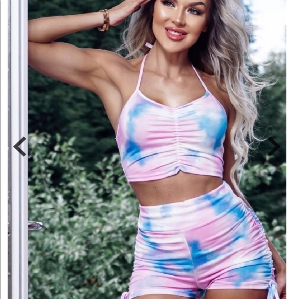 Tie dye Halter neck tie with matching shorts